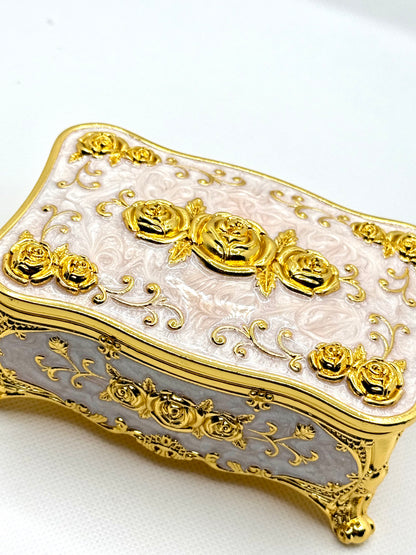 Ornate gold and Pink trinket box