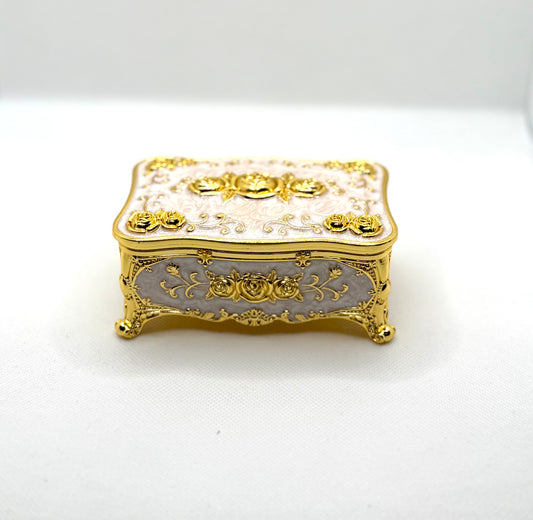 Ornate gold and Pink trinket box